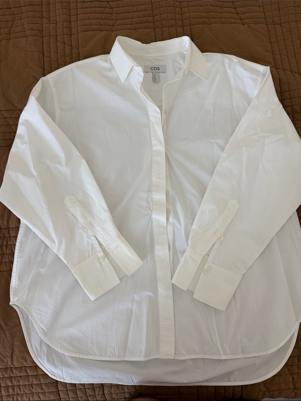COS Oversized White Button Down Shirt Size 10 Cotton Minimalist